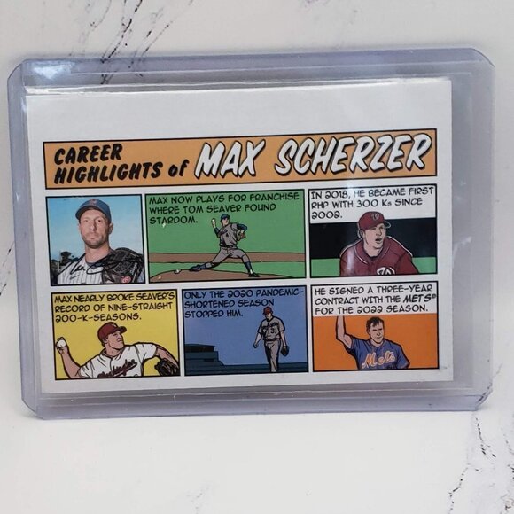 Max Scherzer 2022 Topps Heritage High Number Comics 73TC-27 NY Mets - Picture 1 of 4